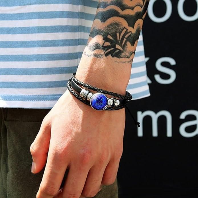Stylish Guardian Black Leather Bracelet - Adjustable & Trendy