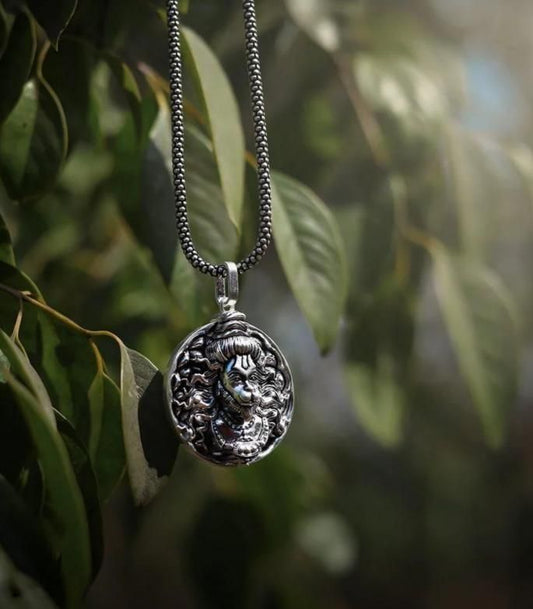 Hanuman Ji Pendant with Oxidised Silver Chain