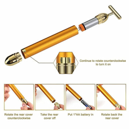 24K Gold Energy - Electric Facial Massage Roller for Lymphatic Facial Massage